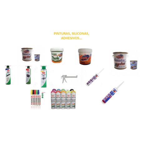 LUBRICANTES, PINTURAS, PEGAMENTOS, SILICONAS...